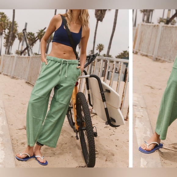 NWT Free People Score Board Pants - field goal green - Medium - Picture 2 of 9